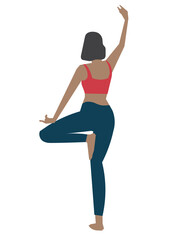 Woman wearing sportwear doing Yoga exercise, Calm of healthy young woman breathing and meditation yoga