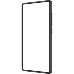 smartphone mockup black frame with white blank screen horizontal angles views.