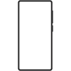smartphone mockup black frame with white blank screen horizontal angles views.