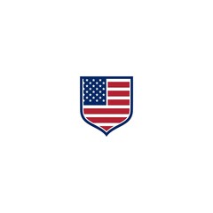  US flag shield icon isolated on white background 