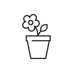 Flower pot line icon. Editable stroke