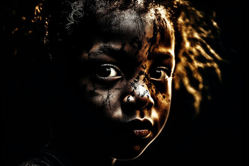 High contrast face of child.