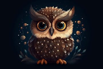 Sweet little owl with large, expressive eyes and fluffy feathers.