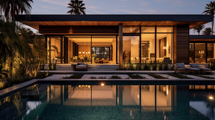 Modern Splendor: Stunning House with a Breathtaking Pool View - Generative Ai