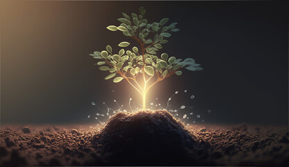 Smart agriculture 5.0 green plant product farming technology. Futuristic agriculture technology for increasing productivity and quality. generative ai...