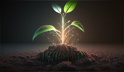 Smart agriculture 5.0 green plant product farming technology. Futuristic agriculture technology for increasing productivity and quality. generative ai...