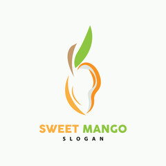 Mango Logo, Fresh Fruit Vector, Abstract Line Style Design, Icon Template Illustration