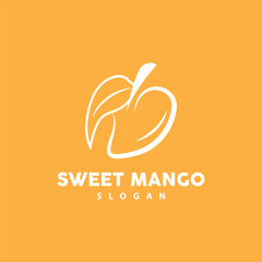 Mango Logo, Fresh Fruit Vector, Abstract Line Style Design, Icon Template Illustration