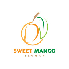 Mango Logo, Fresh Fruit Vector, Abstract Line Style Design, Icon Template Illustration