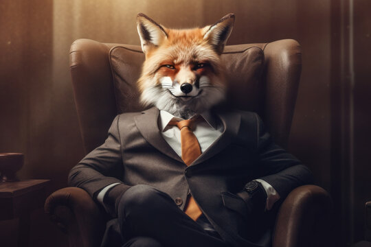 Generative AI - Cunning fox in a business setting, representing intelligence, versatility, and shrewdness
