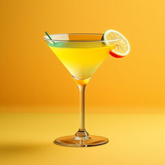 Cocktail, gelber Hintergrund