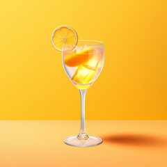 Cocktail, gelber Hintergrund