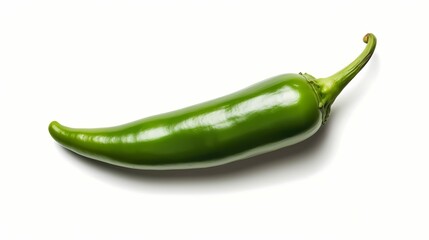 A green jalapeno pepper isolated on white background. Generative AI