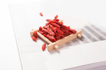 Red goji berries placed on the table