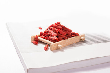 Red goji berries placed on the table
