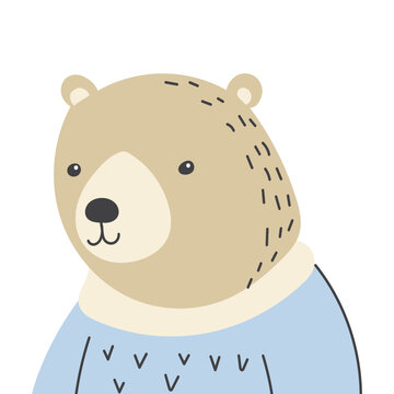polar bear portrait character isolated vector