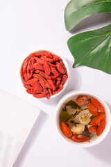Red goji berries placed on the table