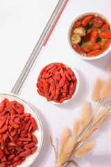 Red goji berries placed on the table