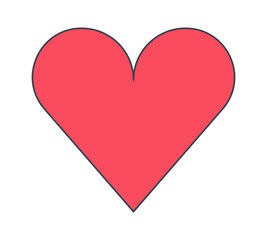 Red heart shape flat line color isolated vector object. Like button. Romance Valentine day. Editable clip art image on white background. Simple outline cartoon spot illustration for web design