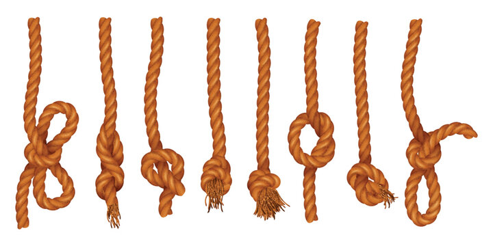 Ropes With Knot Realistic Set