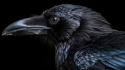 Raven on a black background