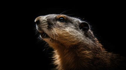 Marmot on a black background