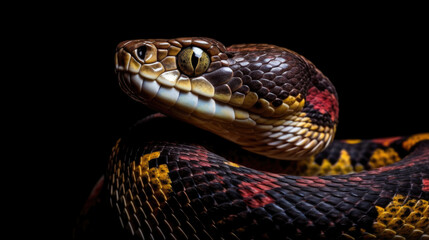 Fototapeta premium close up of a snake on a black background
