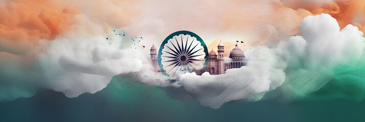 India independence day. India flag colors. With Generative AI tehnology