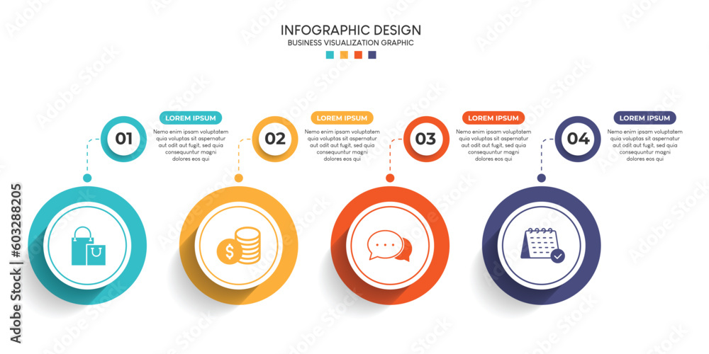 Poster steps business data visualization timeline process infographic template design with icons