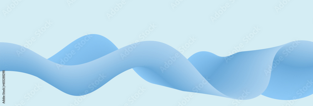 Poster blue motion wave. abstract horizontal background with blue wave flow isolated. design element on blu