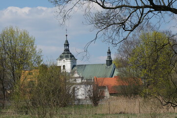 Saint Matthias (Maciej) the Apostle Church in the distance. Siewierz, Poland.