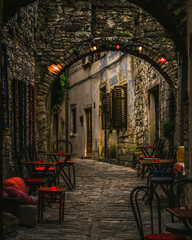 Fototapeta na wymiar Small street in old Istrian town