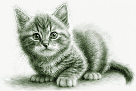 cat in pencil drawing style, ai generated
