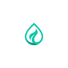 Leaf and Water Logo Design Drop Water Leaf Nature
