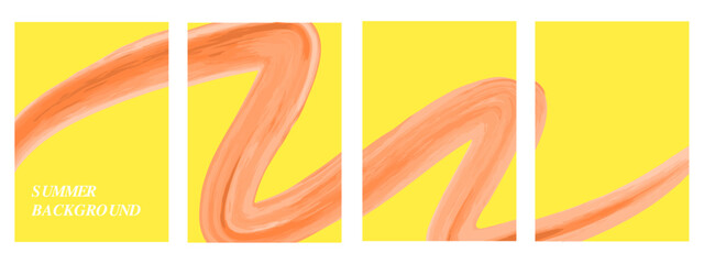 Set of summer background. Yellow colors and watercolor orange. template design for banner, poster, card, cover, brochure.