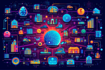 Dynamic world of the Internet of Things (IoT), showcasing a diverse range of interconnected devices. Ai generated