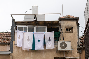 Religious garments on a laundry line