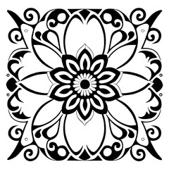 Flower clipart vector design black and white