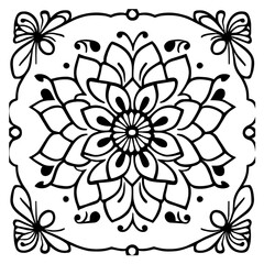 Flower clipart vector design black and white