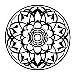 Flower clipart vector design black and white