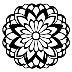 Flower clipart vector design black and white