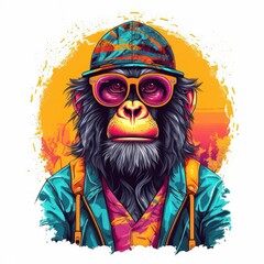 Cheeky Chimp: Art Nouveau Fusion with Vibrant Colors and Synthwave Vibes 3. Generative AI