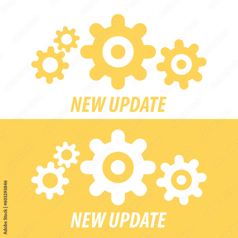 Poster round label set with text new update. eps 10