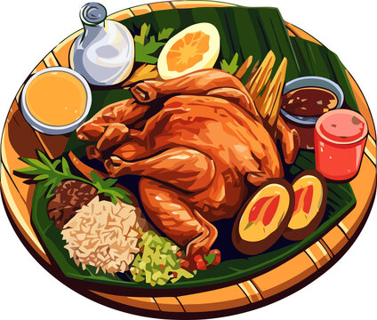 Inasal na manok illustration, or chicken inasal traditional food from philippines