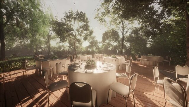 Unoccupied restaurant with tables waiting to be filled