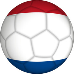 Football ball with Netherlands flag pattern.
