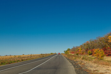 Highway track against the blue sky