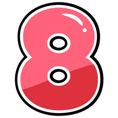 Alphabet - 8 english cartoon style in red tone
