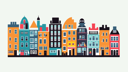 Obraz premium retro minimalistic art, dutch city, Amsterdam, vector art, pastel colors. 