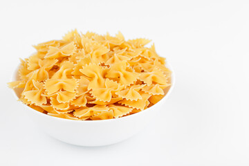 Different types and shapes of dry italian pasta